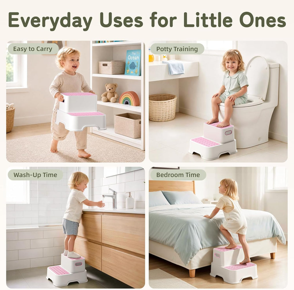 COOSEYA Taburetes de 2 escalones para niños, taburete para niños pe...