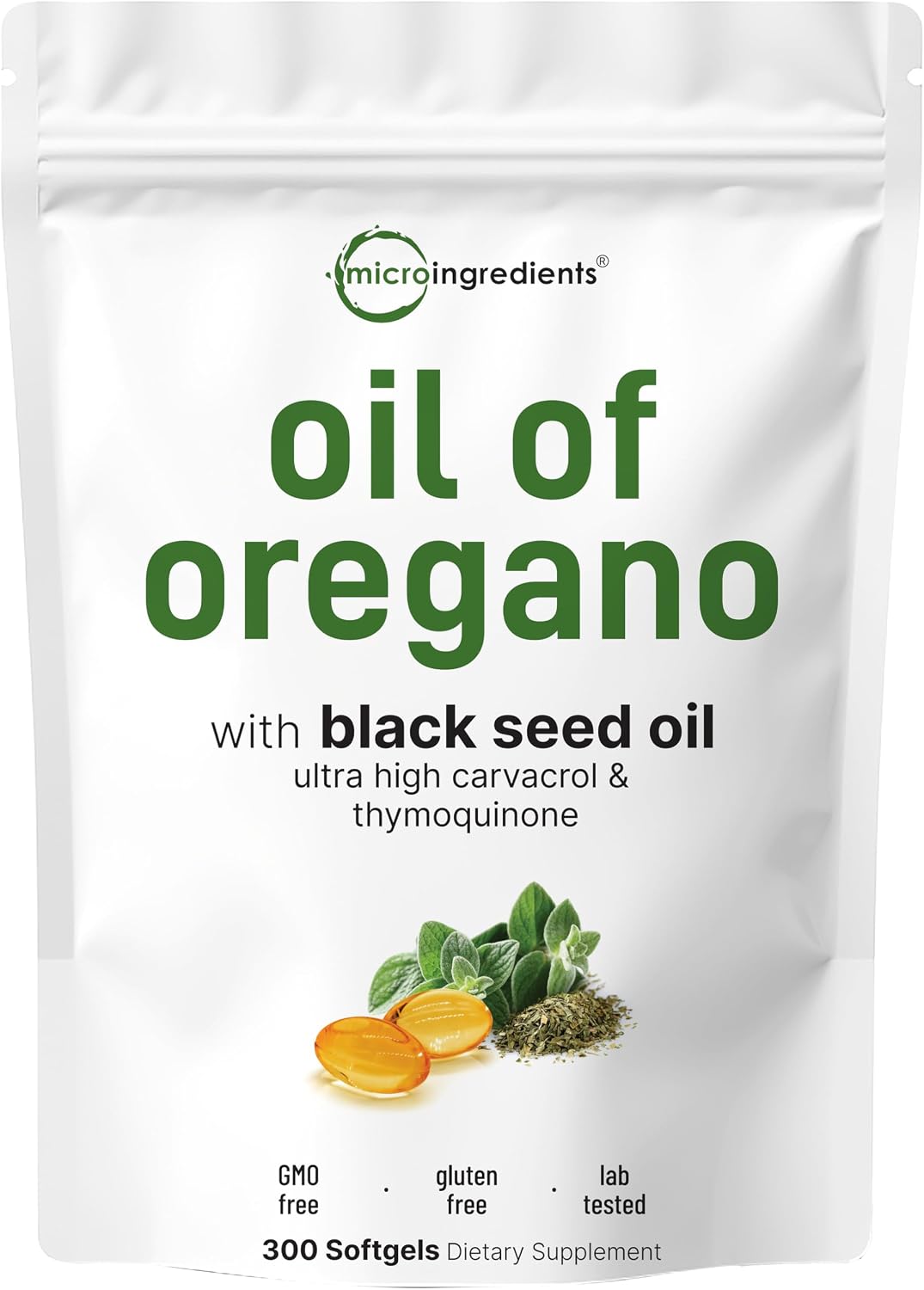 Aceite de orégano con aceite de semilla negra, 300 cápsulas blandas...