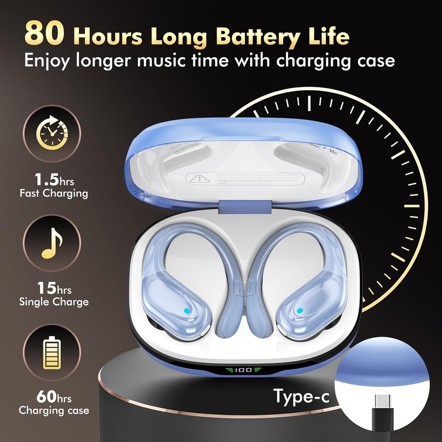 HAOYUYAN Auriculares inalámbricos, auriculares Bluetooth, auricular...