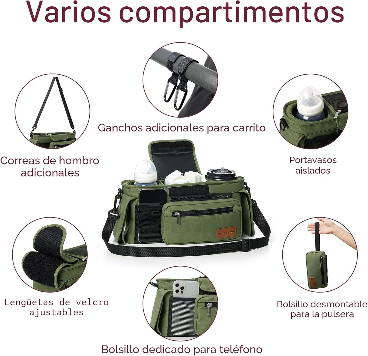 Momcozy: Organizador universal para cochecito con soporte para taza...