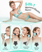 Maquinillas de afeitar eléctricas 5 en 1 para mujer, afeitadoras el...