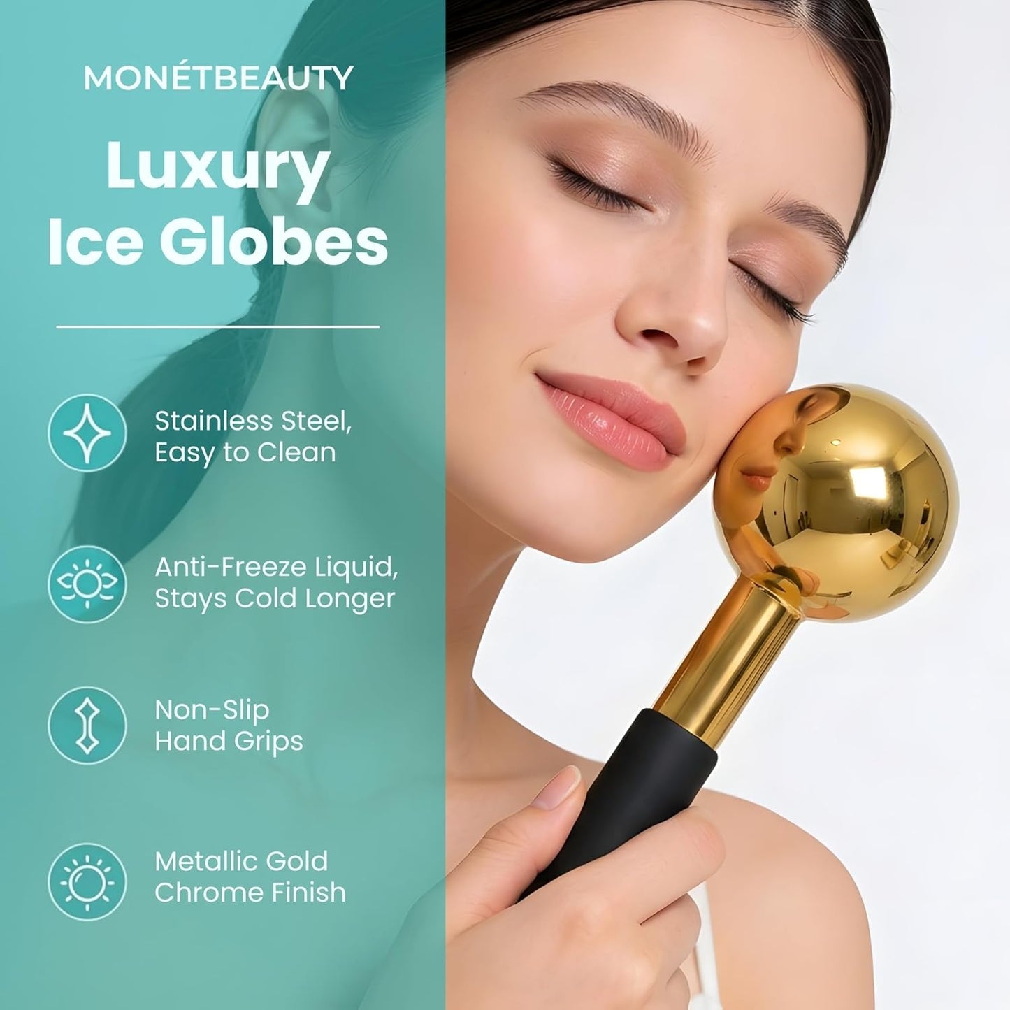 MonétBeauty Globos de Hielo de Acero Inoxidable para Faciales (Mang...