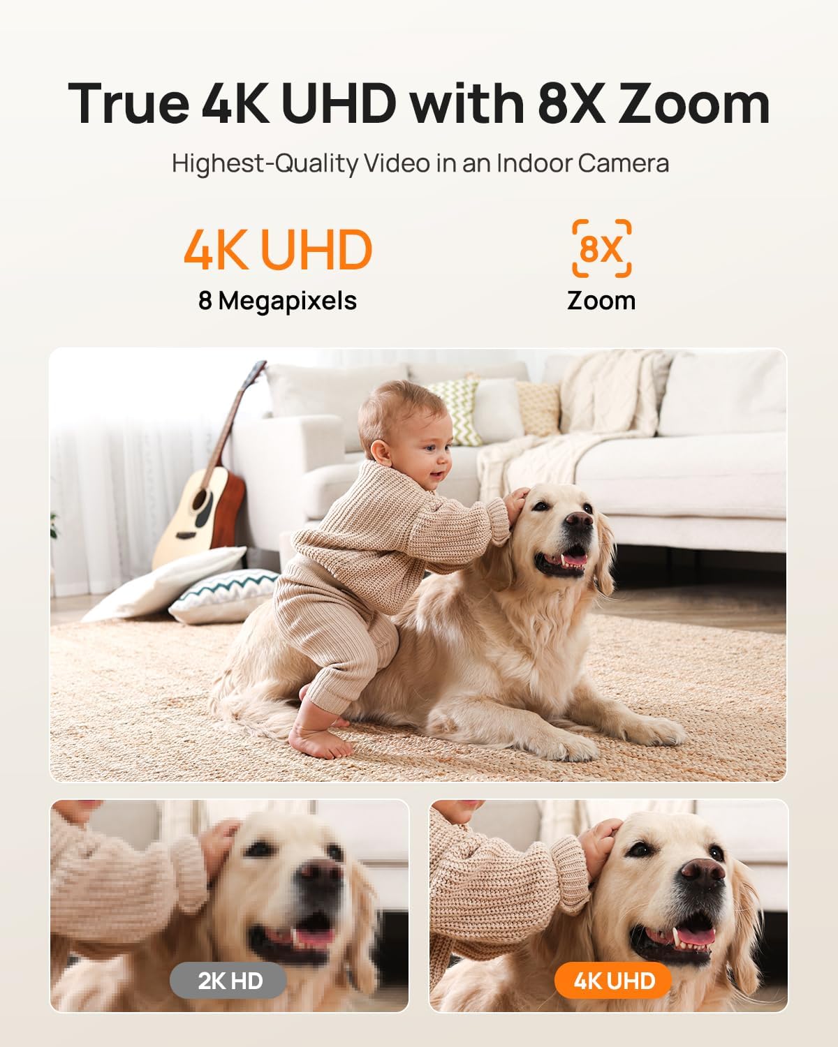 Anona cámara Pano 4K UHD para interiores, cámara de seguridad para...