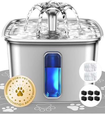 Veken - Filtro de agua para gatos de acero inoxidable ganador del p...
