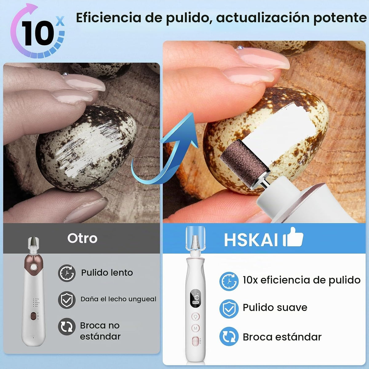 HSKAI - Taladro eléctrico de uñas, amoladora de uñas inalámbrica pa...