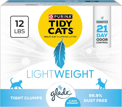 Purina Tidy Cats Ligera con Glade Clear Springs Multi-Gato, Aglomer...
