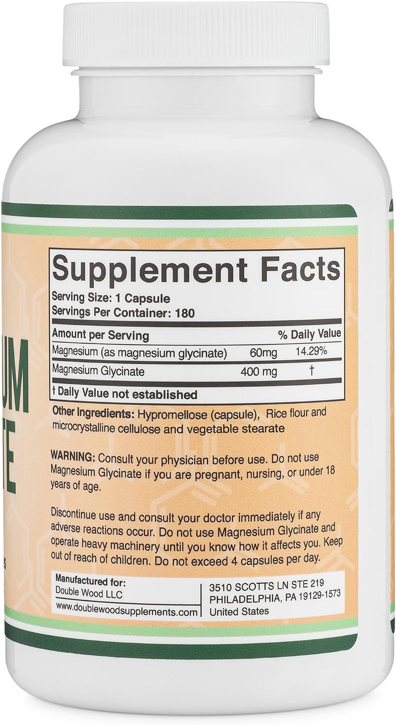Glicinato de magnesio 400 mg | 180 cápsulas | Soporte para dormir,...