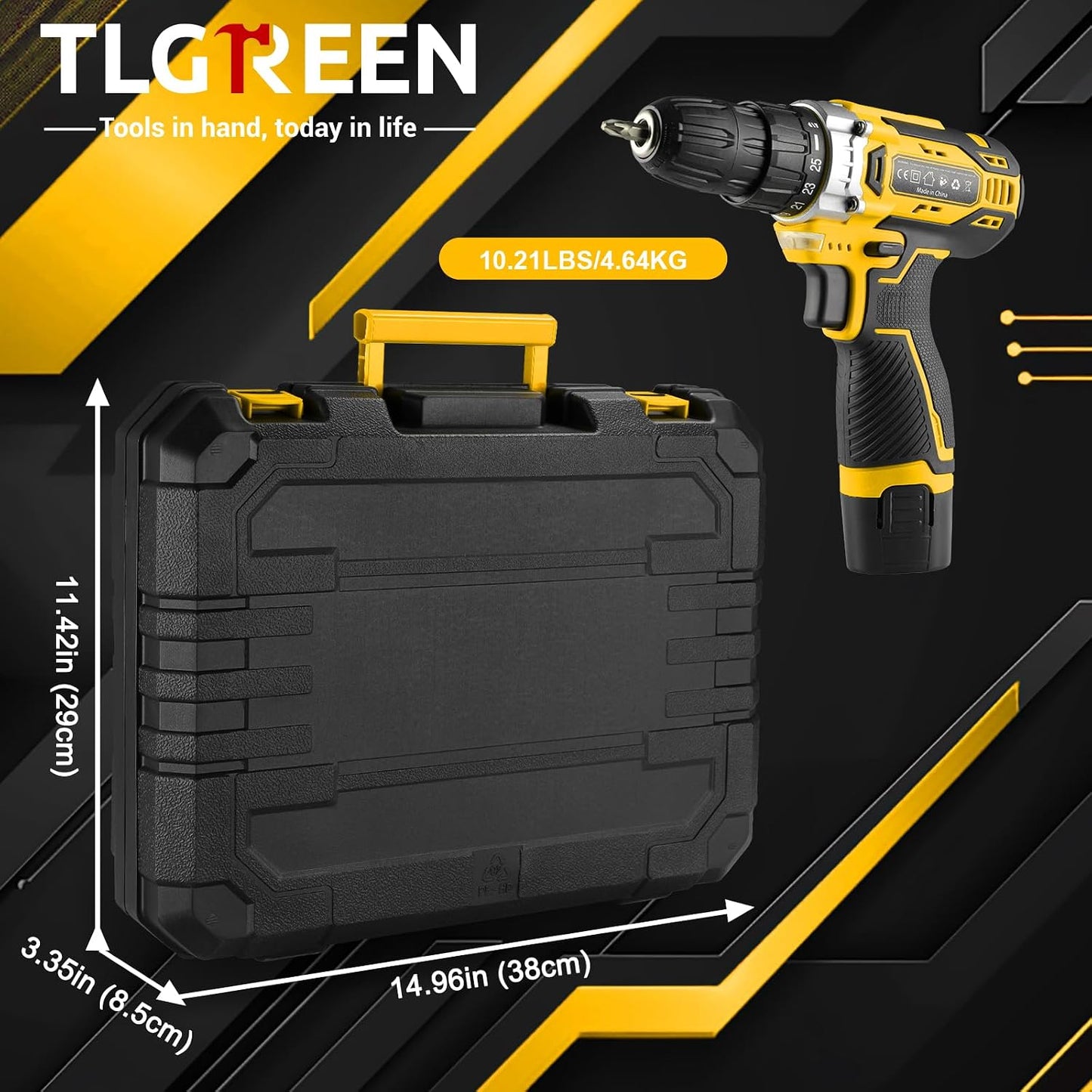 TLGREEN Juego de herramientas de 138 piezas con taladro inalámbrico...