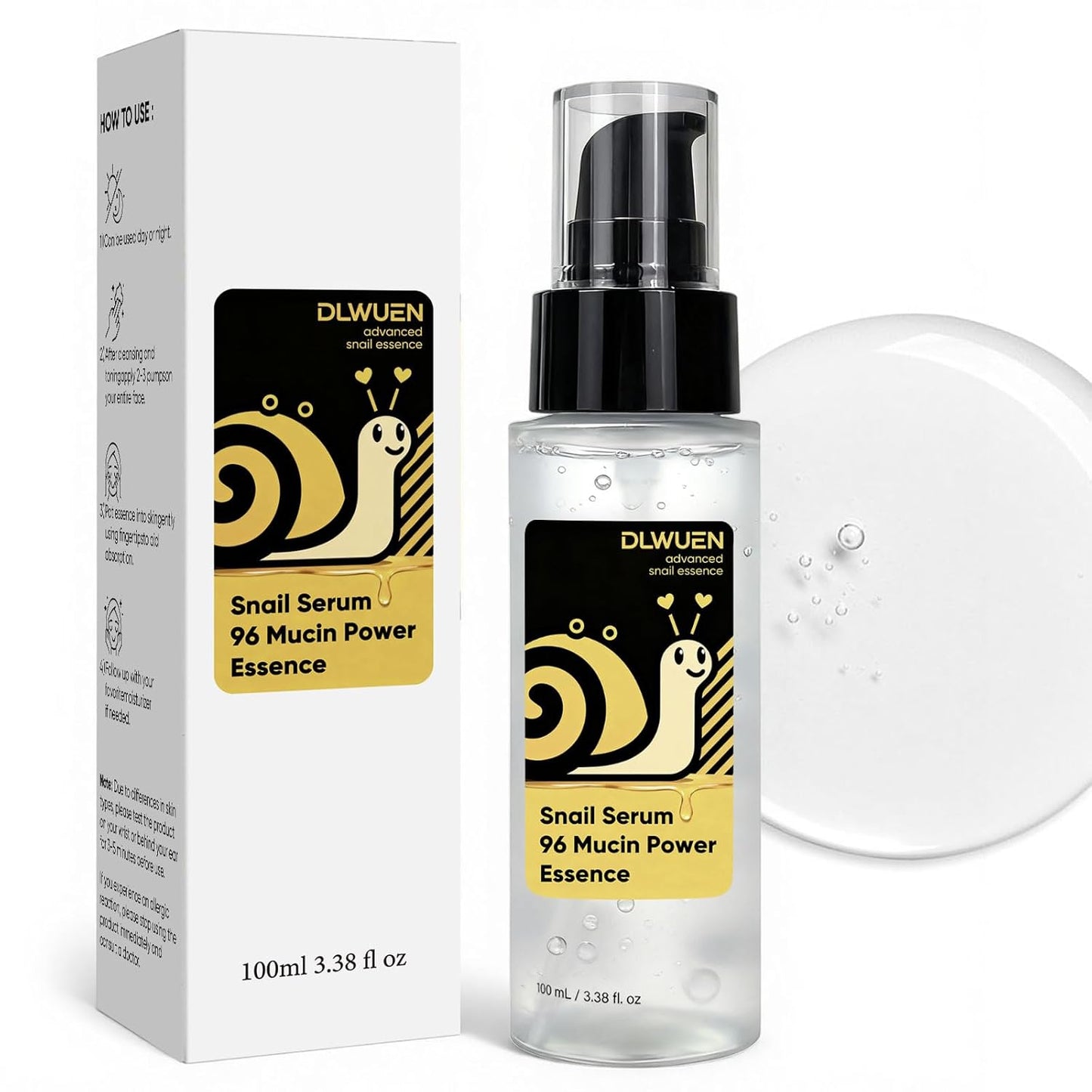Esencia de suero de mucina de caracol, caracol avanzado 96% esencia de poder de mucina, suero facial para mujeres y hombres con filtrado de secreción de caracol, cuidado facial de la piel para