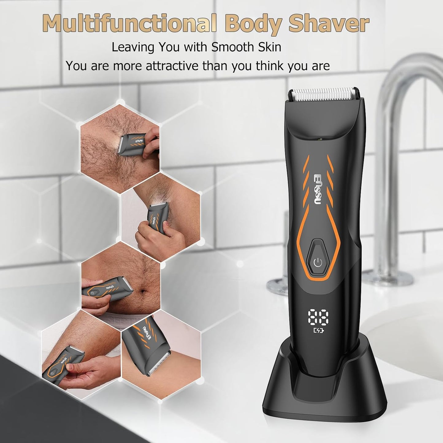 ENSSU - Recortadora de vello corporal para hombres, recortadora de...