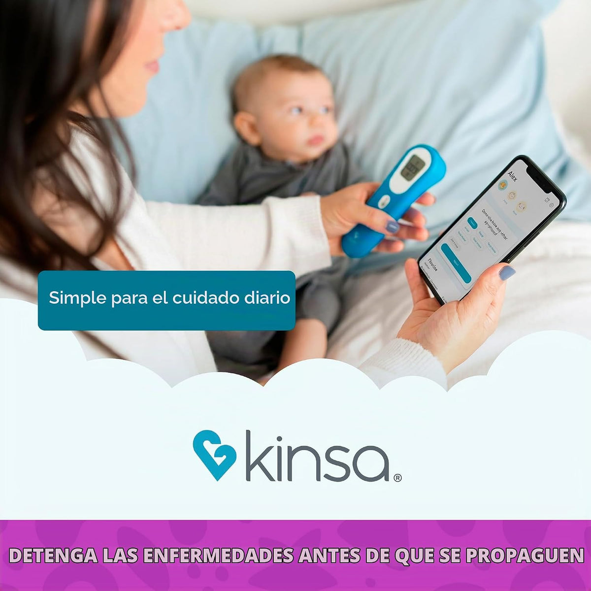 Termómetro inteligente Kinsa QuickScan - Termómetro digital sin con...