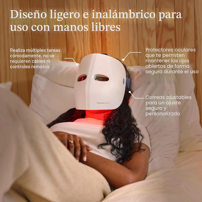 Therabody TheraFace Mask Glo - Máscara facial LED inalámbrica para...