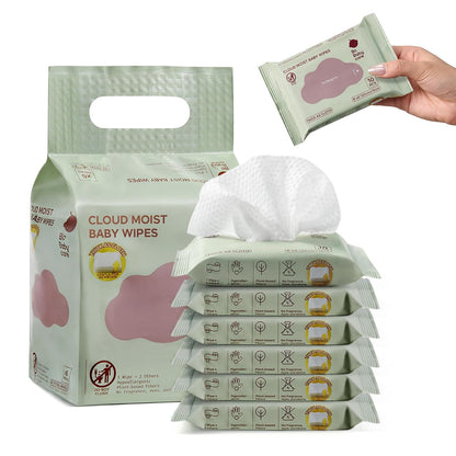 Bc Babycare Cloud Wet Toallitas de viaje para bebé, paquete de 6, t...