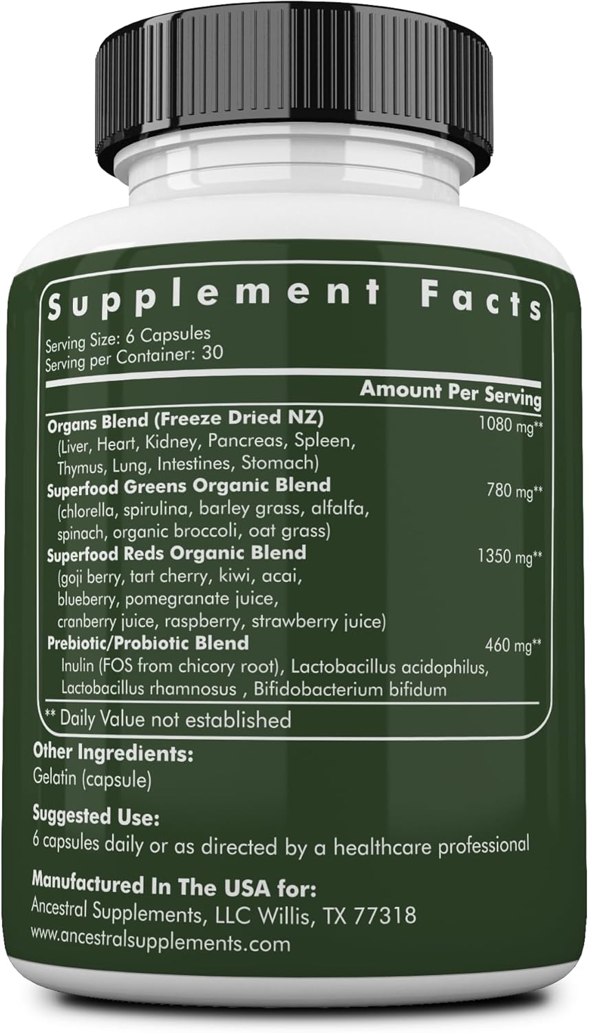 Ancestral Supplements Cápsulas de Polvo de Verduras Orgánicas, Mezc...