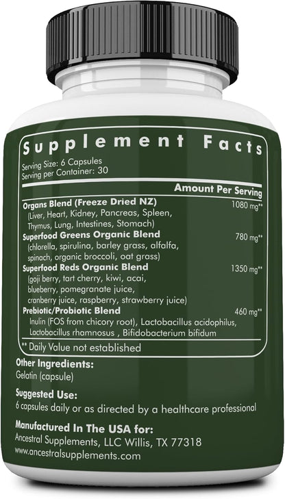 Ancestral Supplements Cápsulas de Polvo de Verduras Orgánicas, Mezc...