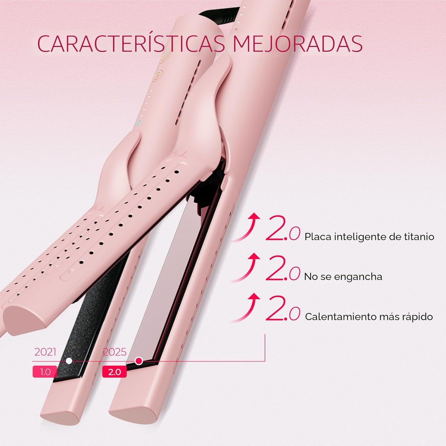 TYMO Airflow 2.0 - Plancha rizadora de pelo 2 en 1, rizador de pelo...