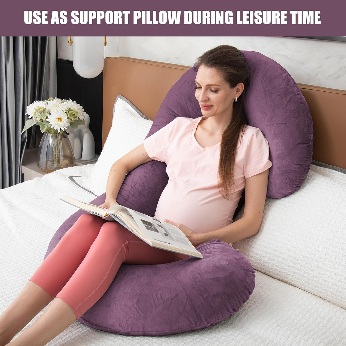 1 MIDDLE ONE - Almohada de embarazo, almohada con forma de C para d...