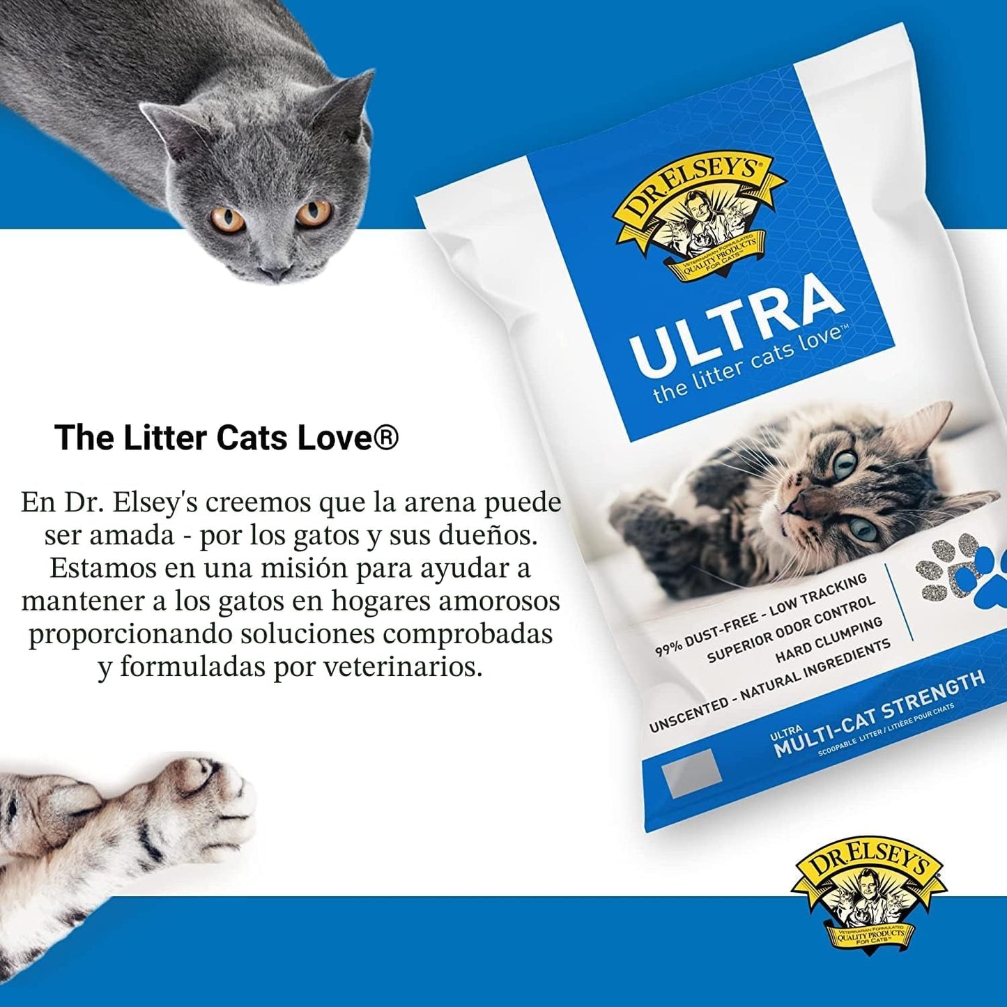 Dr. Elsey's Arena para gatos de arcilla aglutinante ultra sin p...