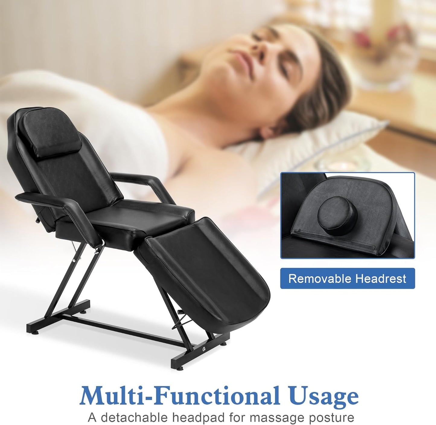 BarberPub Silla de tatuaje ajustable, cama facial multiusos de 72 p...