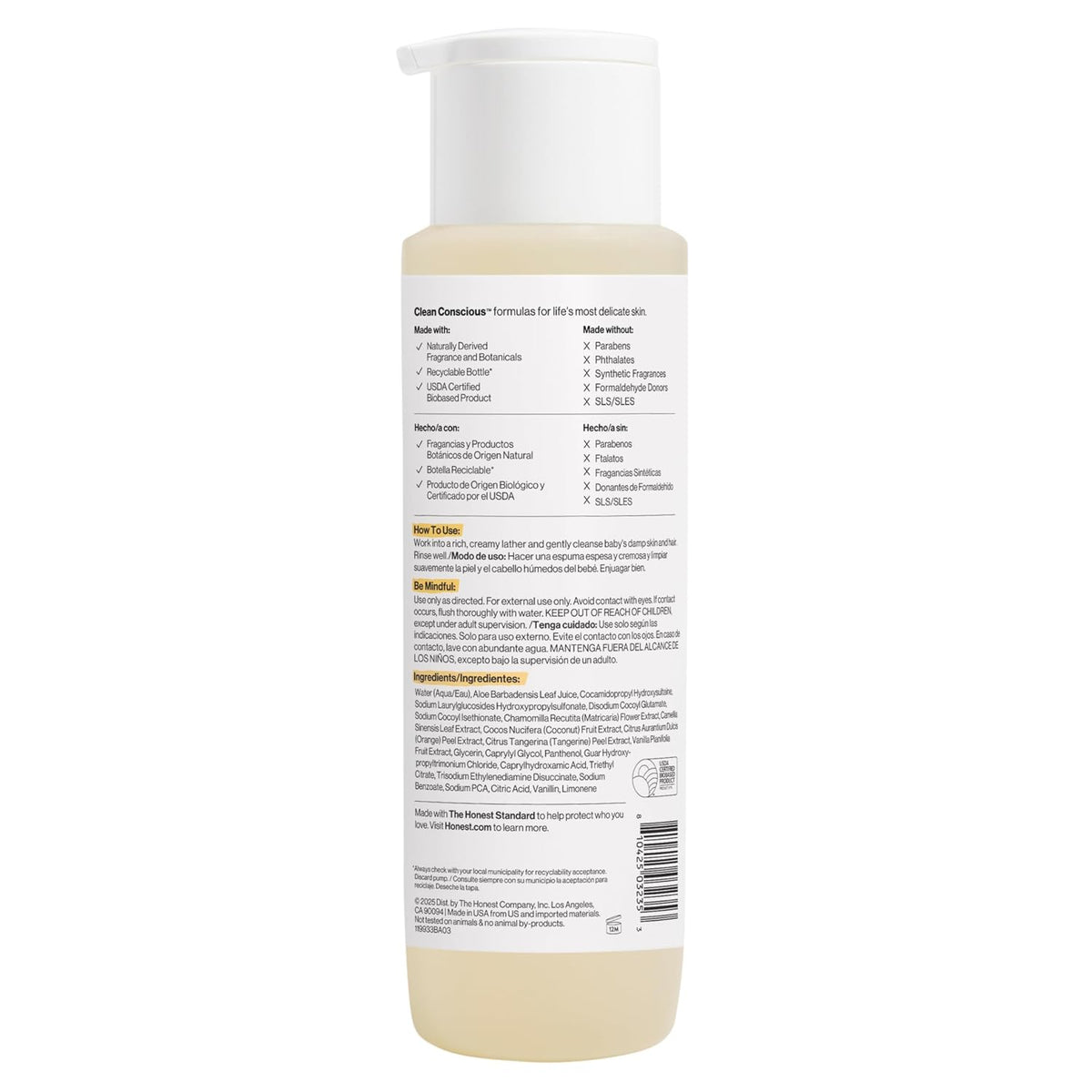 The Honest Company Champú limpiador 2 en 1 + gel de baño | Suave pa...