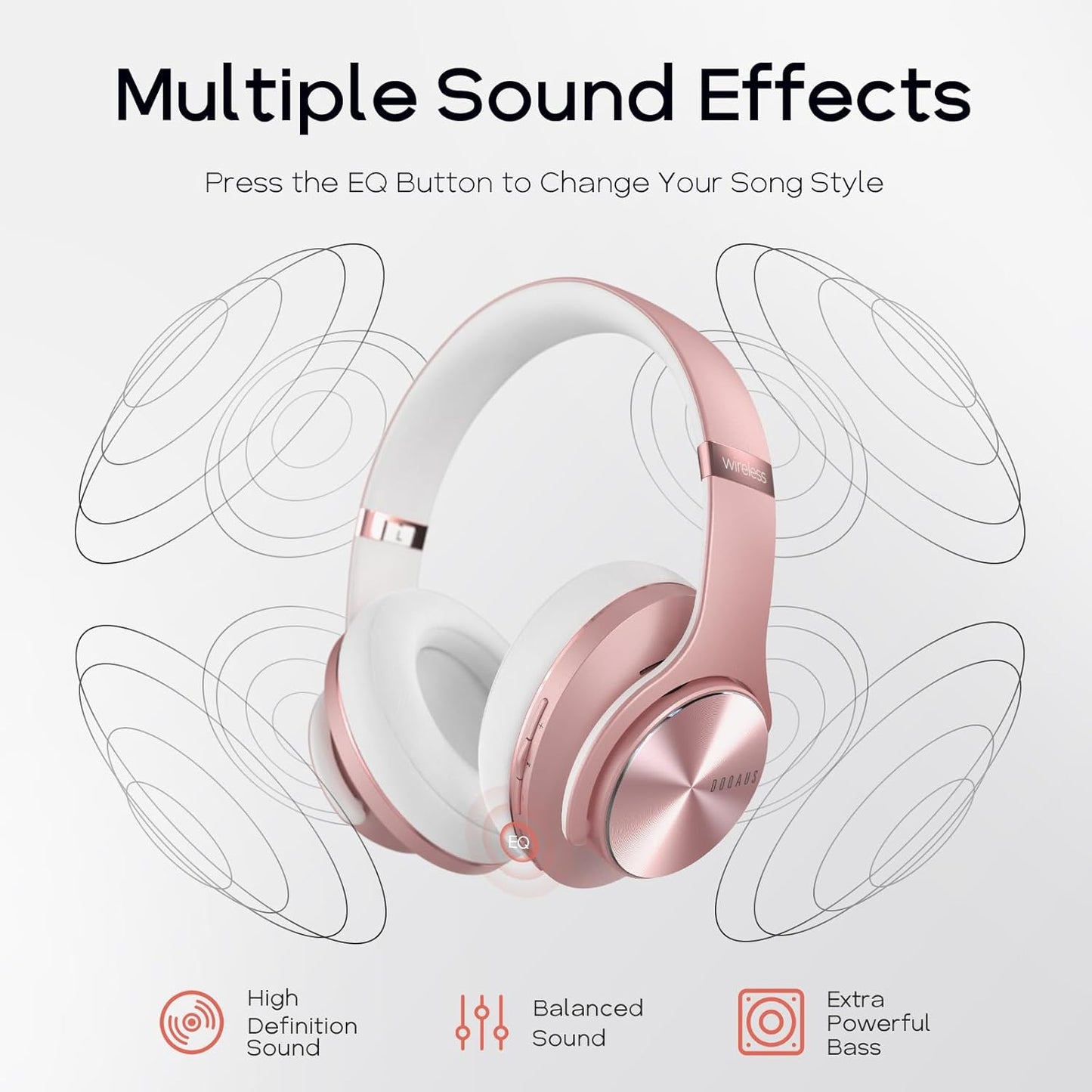 DOQAUS Auriculares Bluetooth sobre la oreja, auriculares inalámbric...