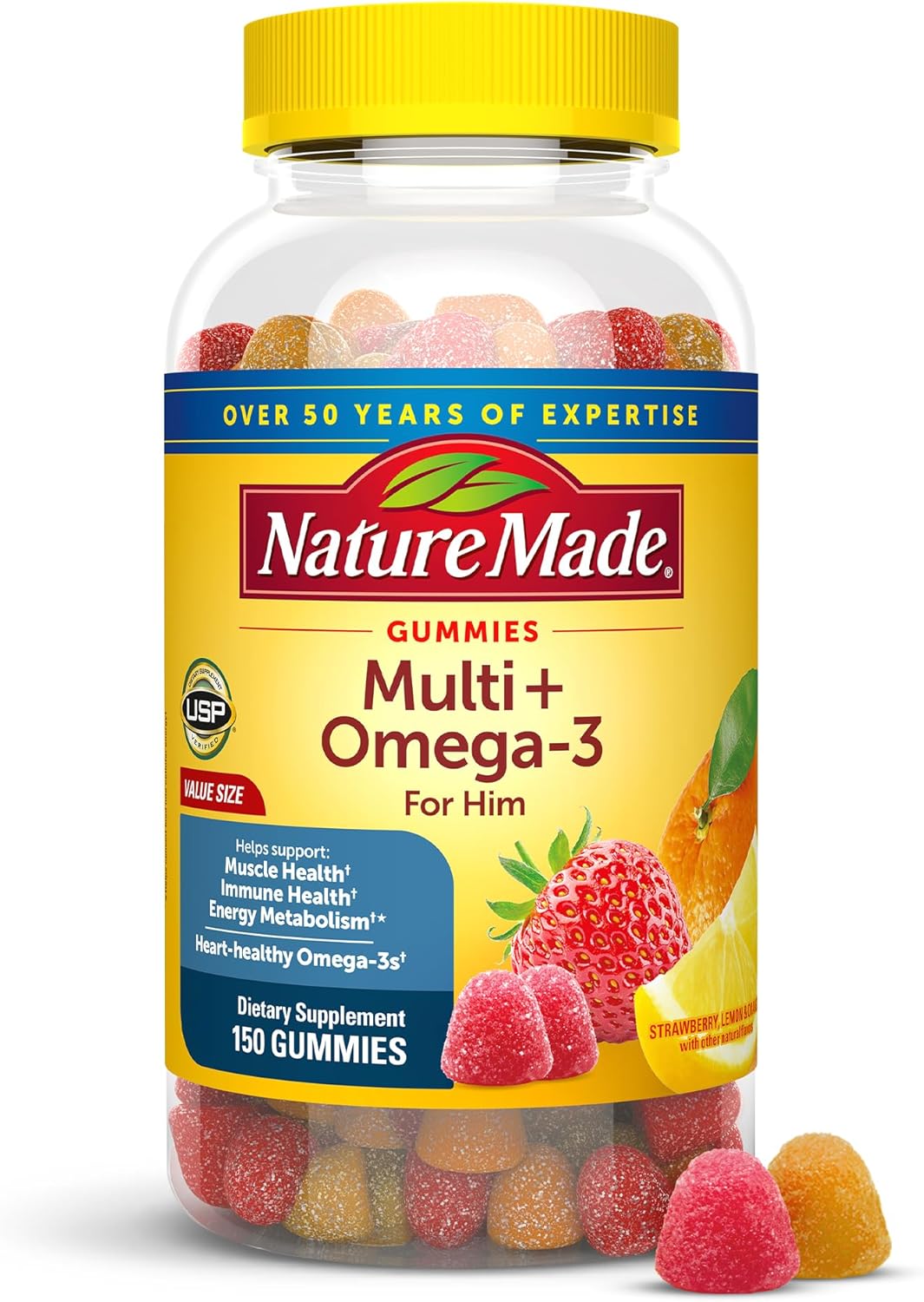 Nature Made Gomitas multivitamínicas para hombres con Omega-3, Gomi...