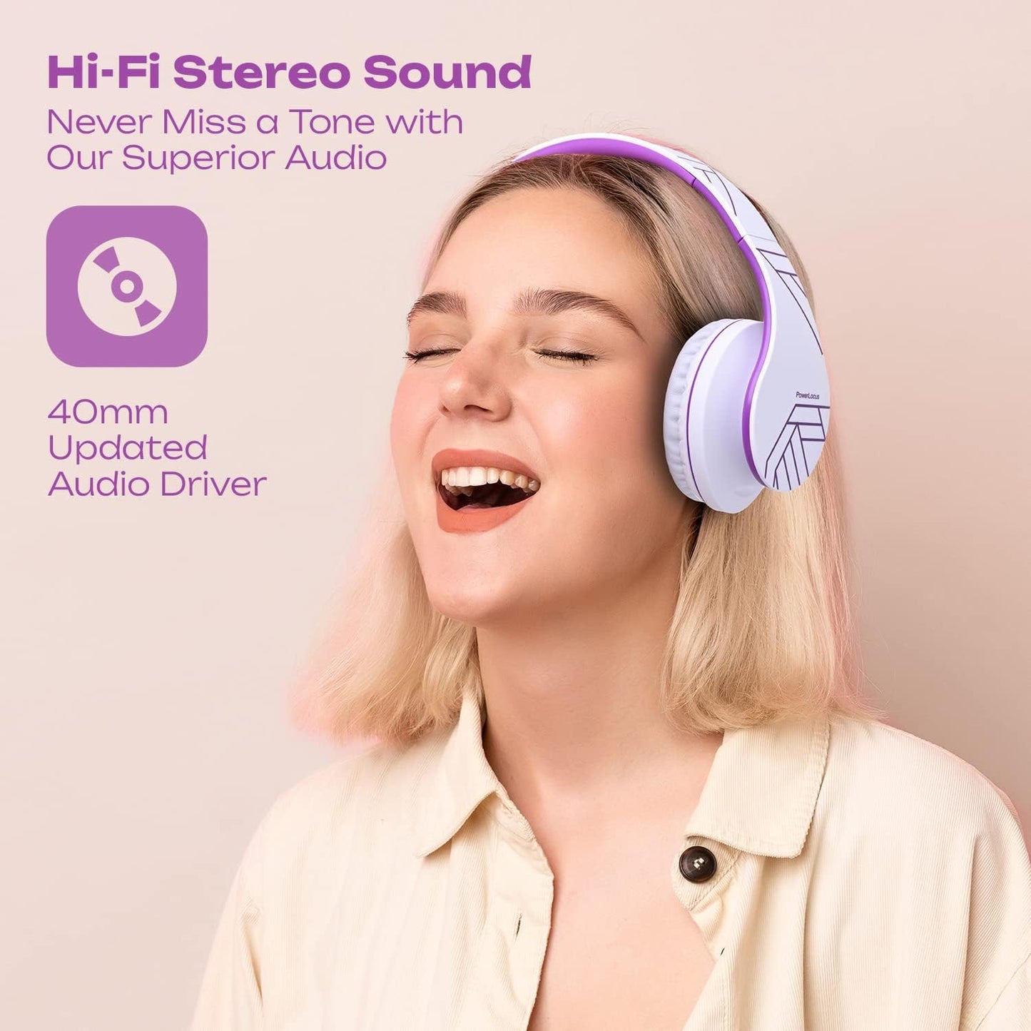 PowerLocus Auriculares Bluetooth sobre la oreja, auriculares inalám...