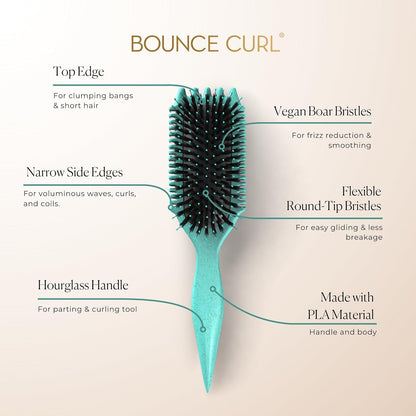 Cepillo de volumen EdgeLift de Bounce Curl, herramienta 5-en-1 para ondas voluminosas, rizos y espirales - Azul verdoso