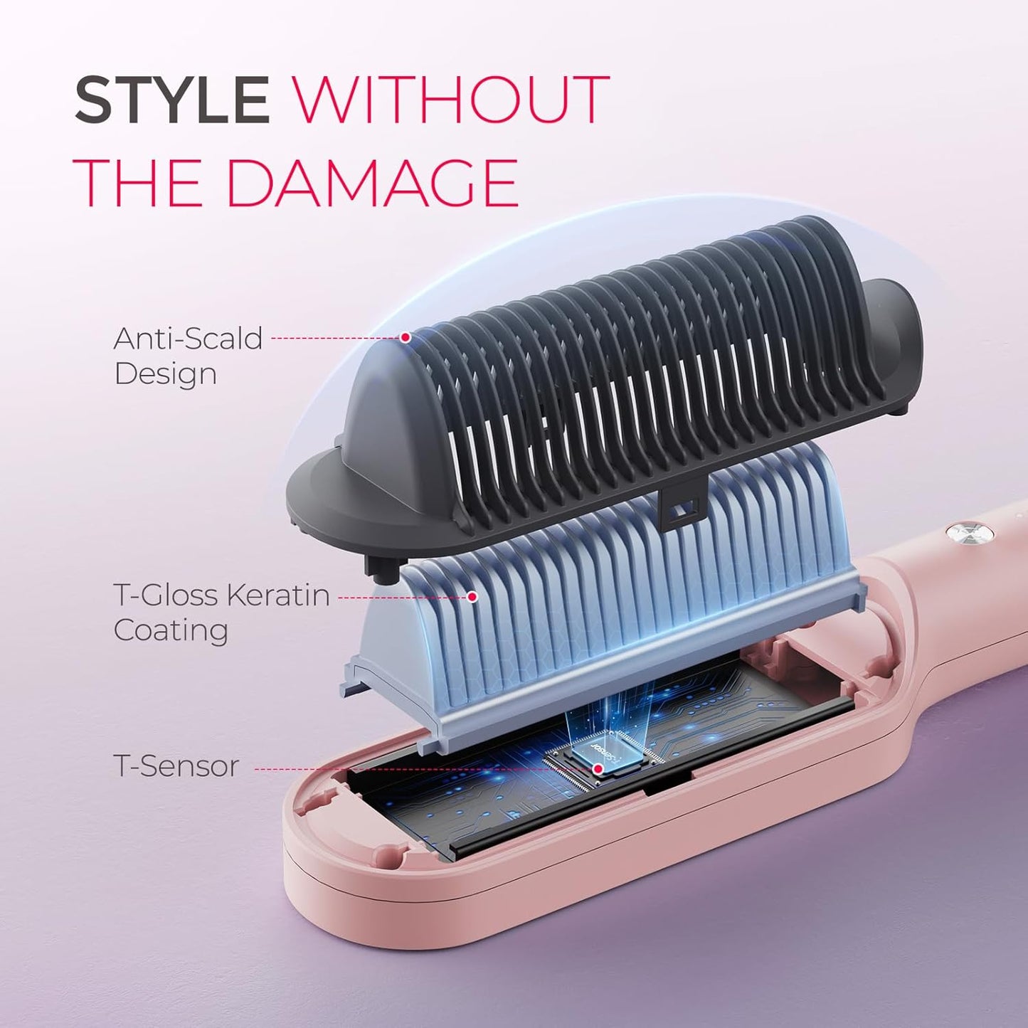 TYMO Ring - Cepillo alisador de cabello con peine integrado, calent...