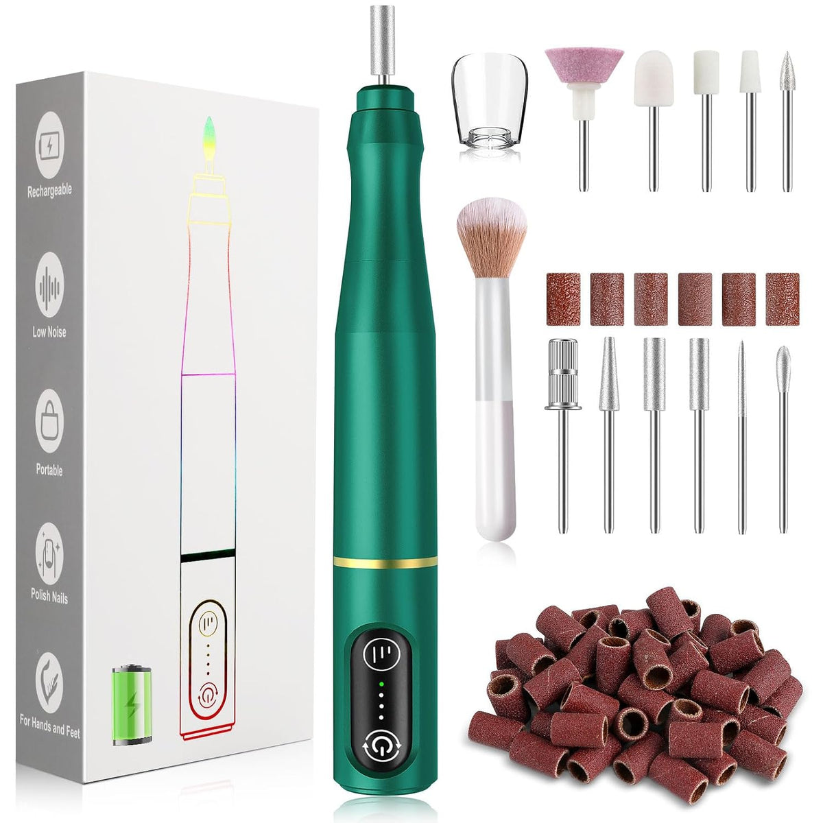 TUOBEO Kit de lima eléctrico recargable de uñas inalámbrico Efile,...