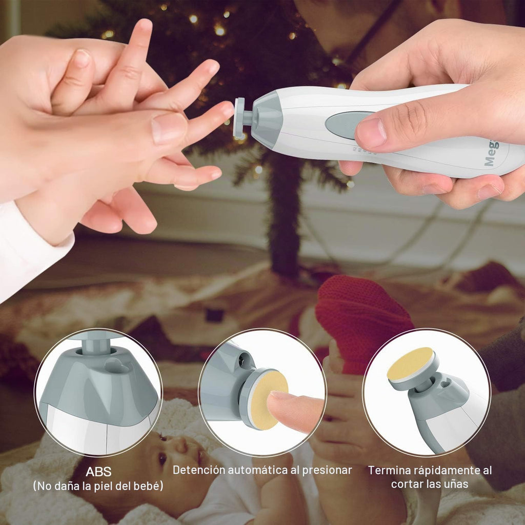 Cortador de uñas eléctrico para bebés con luz LED, 10 cabezales de...