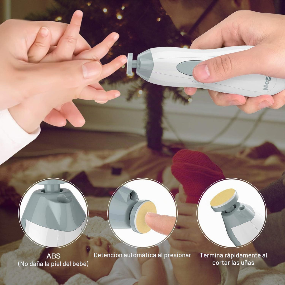 Cortador de uñas eléctrico para bebés con luz LED, 10 cabezales de...