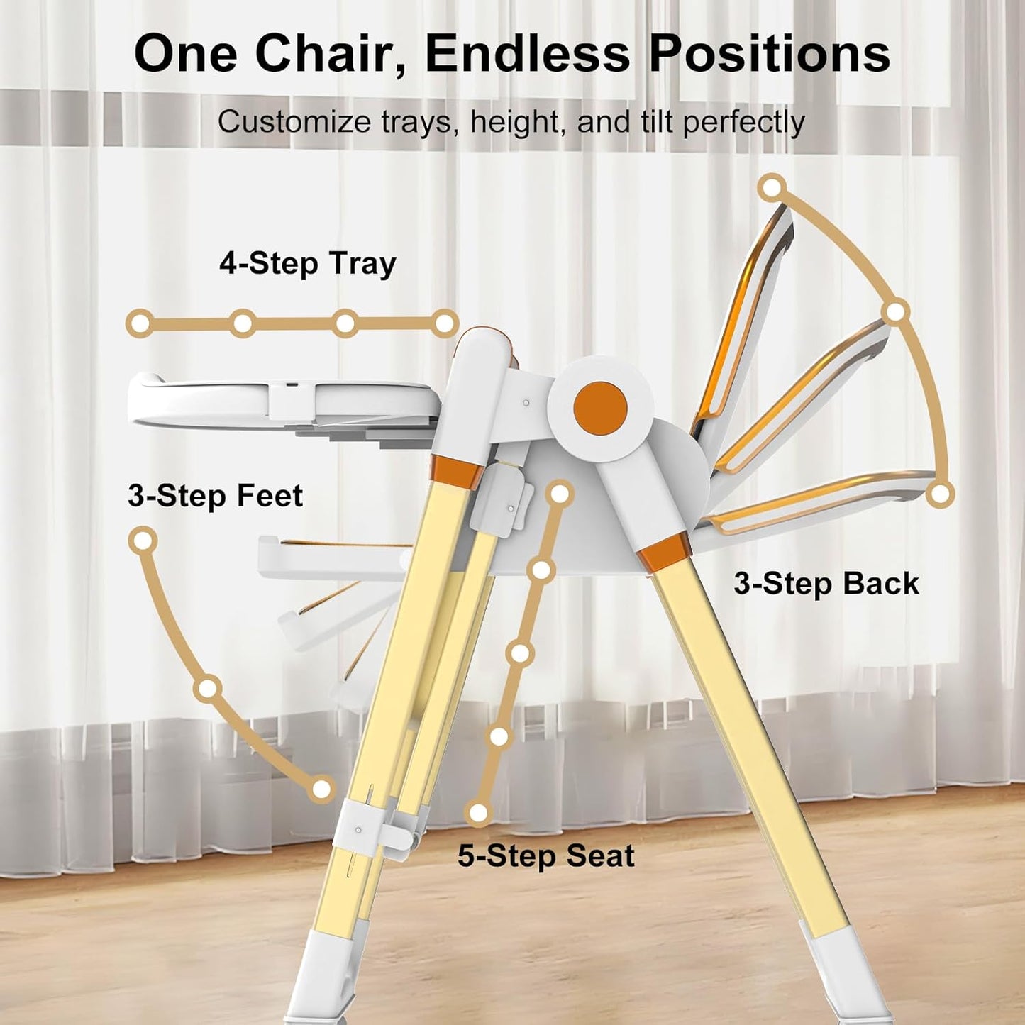 Silla alta plegable para bebés y niños pequeños, columpios portátil...