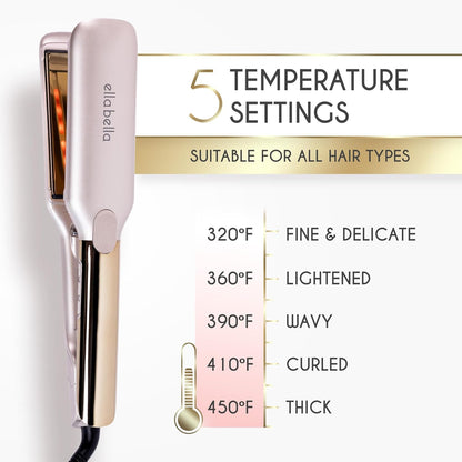 ELLA BELLA® Plancha plana de titanio para alisar el cabello (con in...