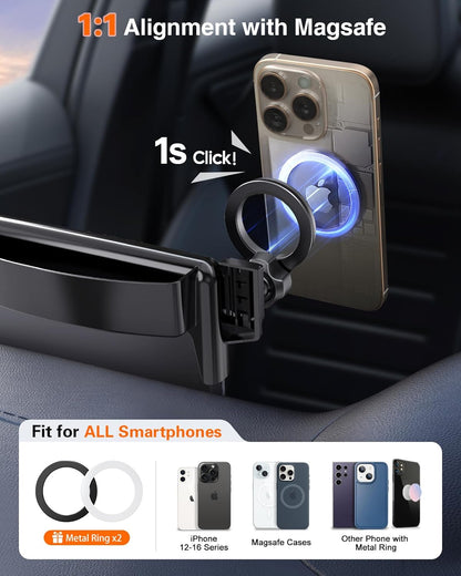 pop-tech Soporte magnético para automóvil compatible con Ford Mustang Mach-E 2021-2025, soporte de teléfono celular con imanes fuertes para MagSafe, accesorios para automóviles, soporte móvil para