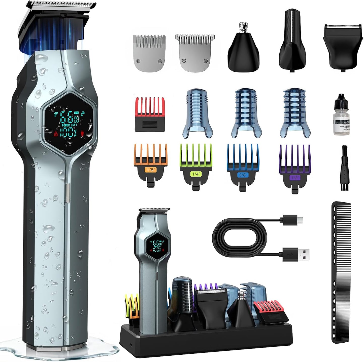 TRIMX Recortadora de barba para hombres, cabezales magnéticos de re...