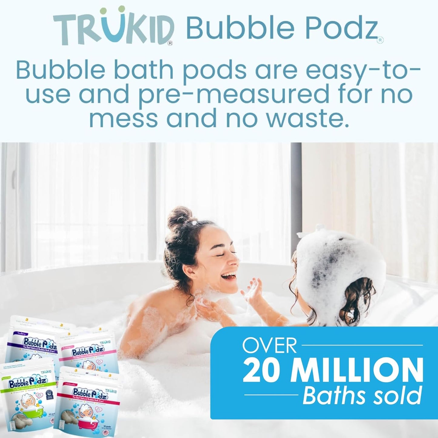TruKid Bubble Podz - Baño de burbujas para niños, niños pequeños y...