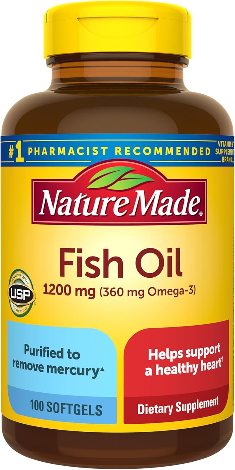 Nature Made Suplementos de aceite de pescado Omega 3, cápsulas blan...