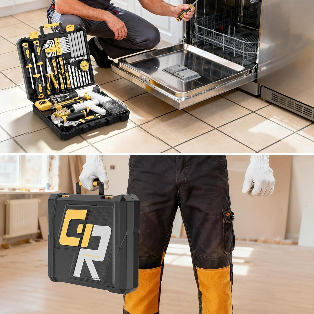 GRENPRO Juego de herramientas con taladro, 188 piezas de kit de her...