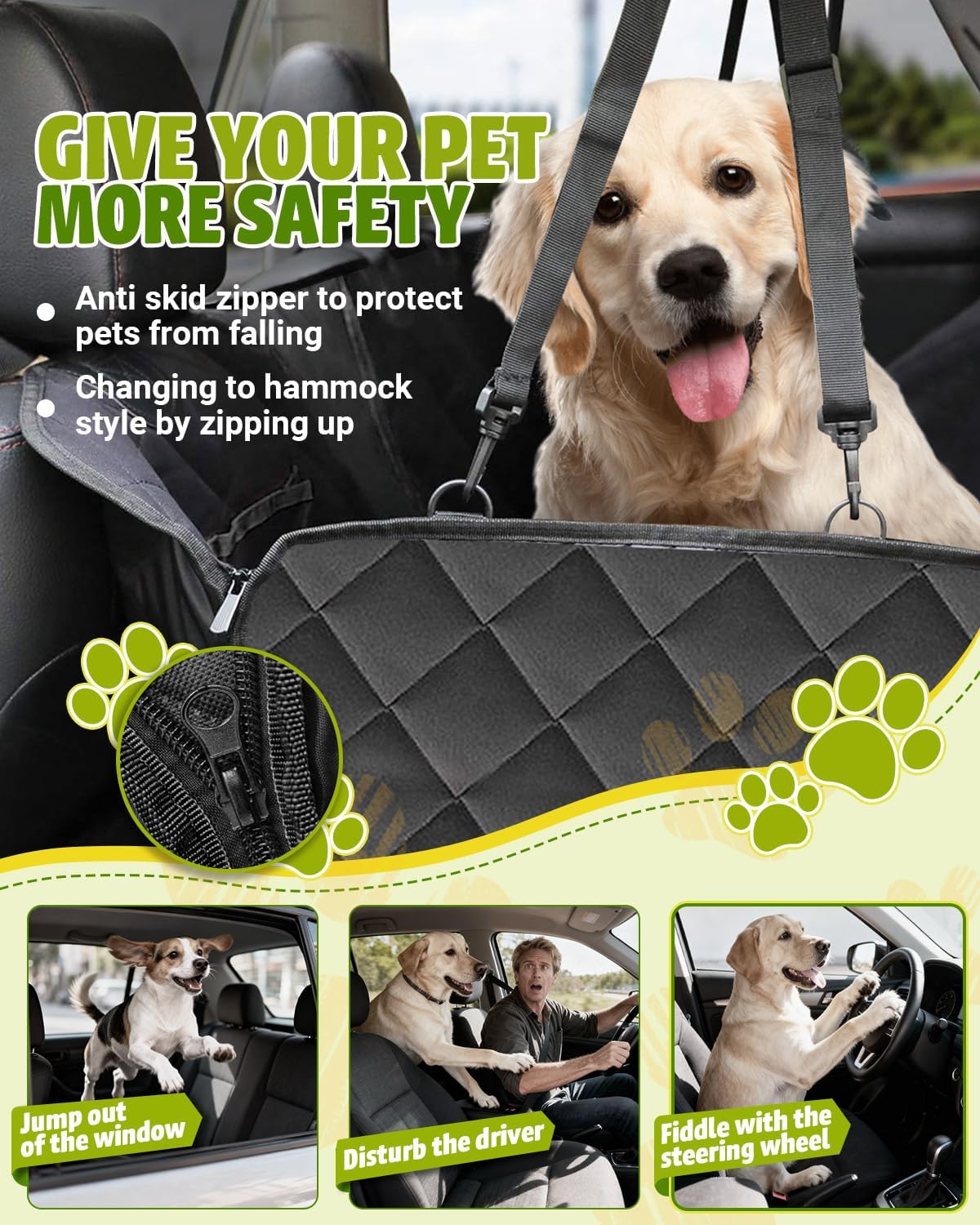 Funda de asiento de coche para perros, funda de asiento para perros...