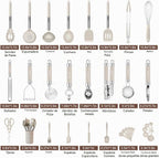 Juego de utensilios de cocina - Utensilios de cocina de silicona -...