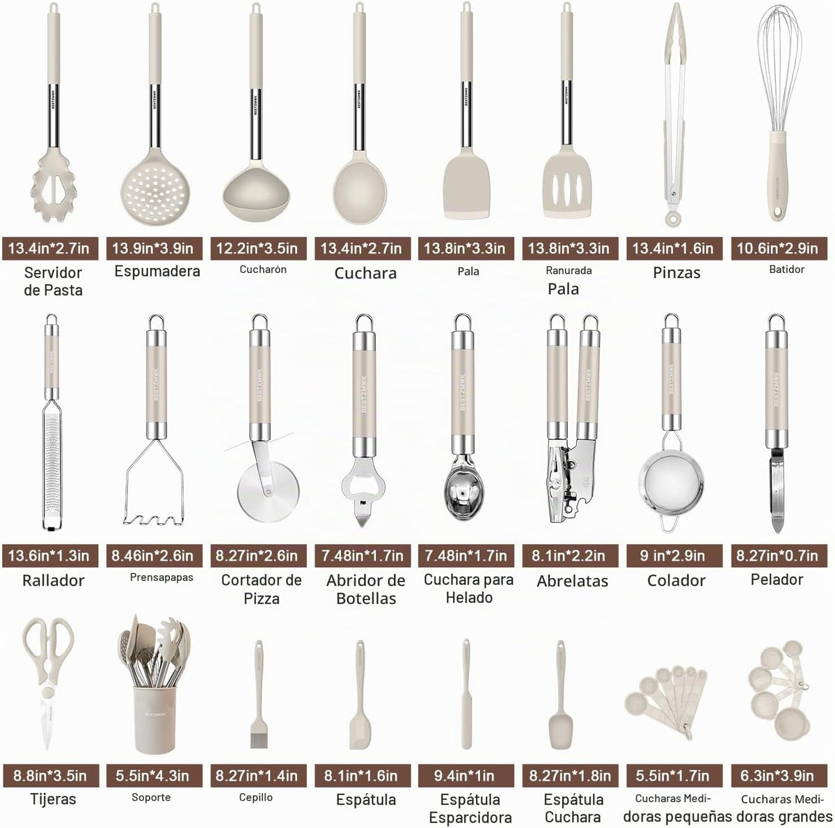 Juego de utensilios de cocina - Utensilios de cocina de silicona -...
