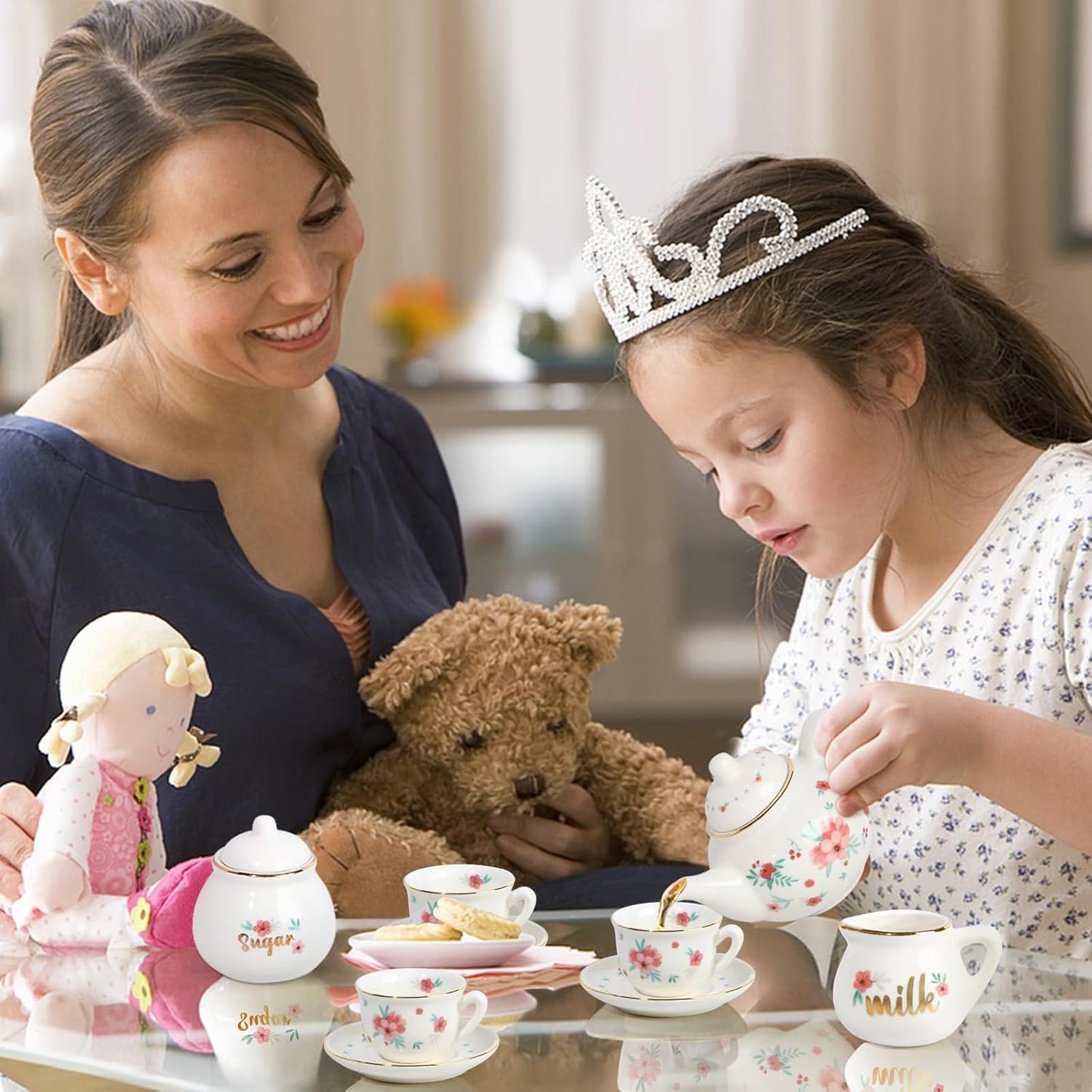 Juego de té de porcelana para niñas, juego de fiesta de té para niñ...
