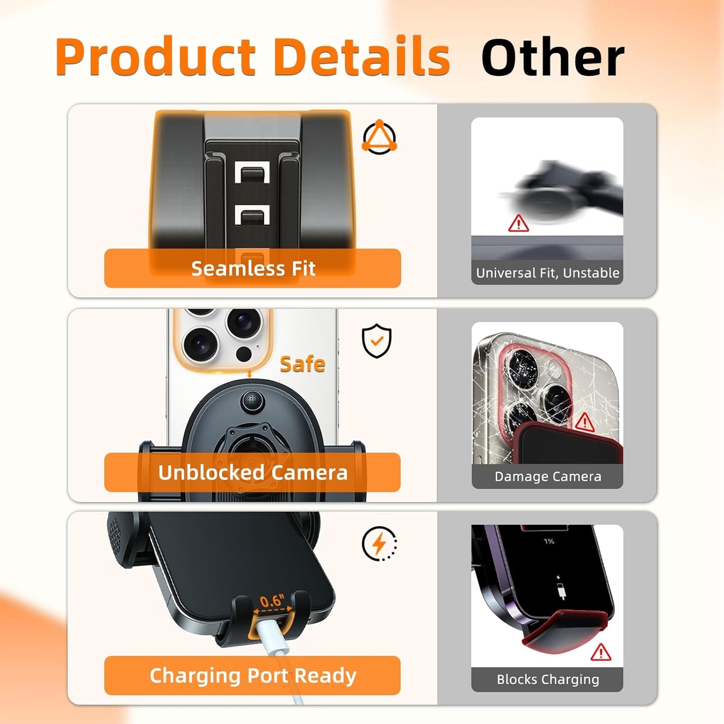 Soporte de teléfono para Jeep Wrangler / Gladiator 2018-2023, soporte de teléfono de automóvil para tablero de instrumentos - giratorio de 360° y ajustable - Soporte de teléfono celular manos libres