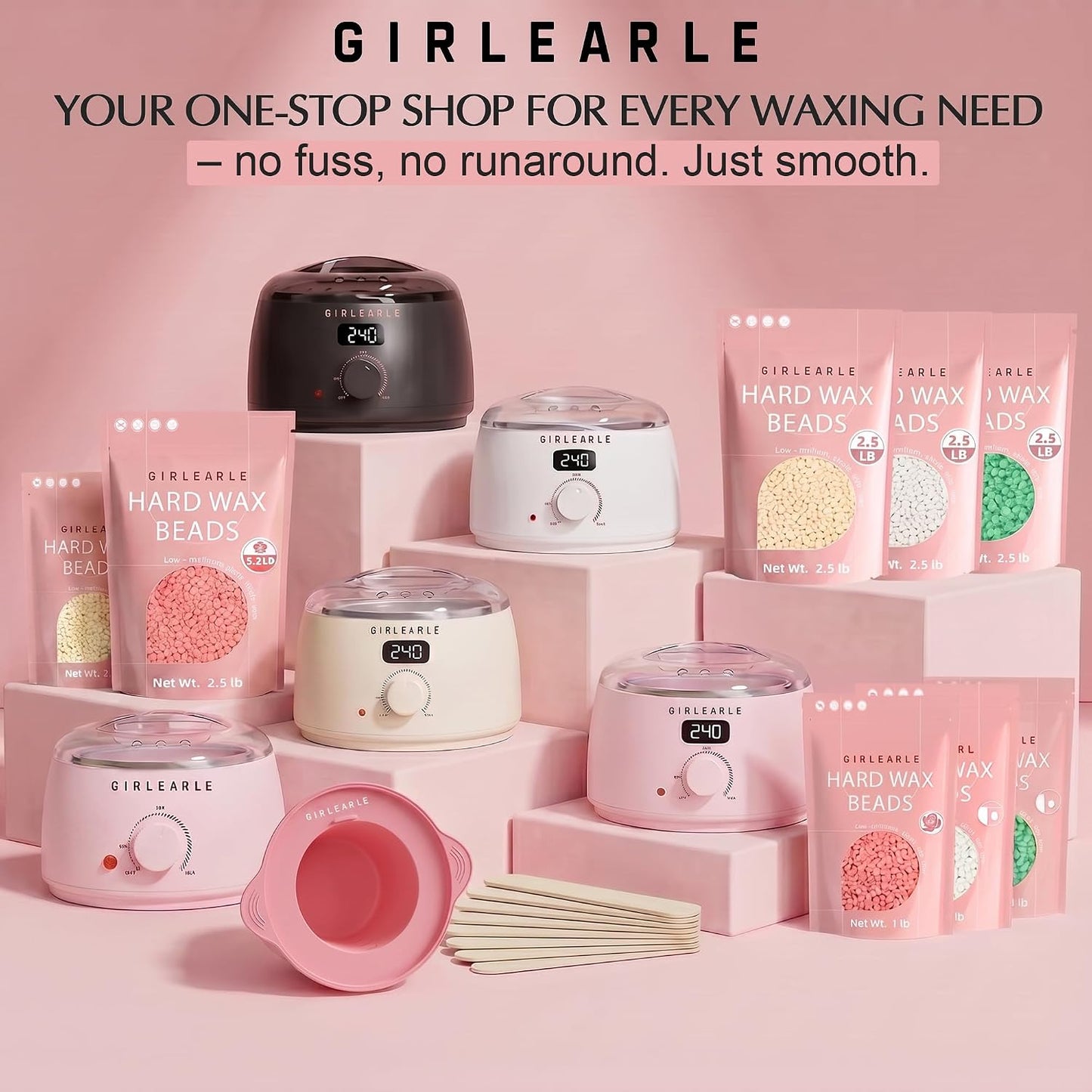 GIRLEARLE Kit de depilación digital negro y rosa para mujeres y hom...