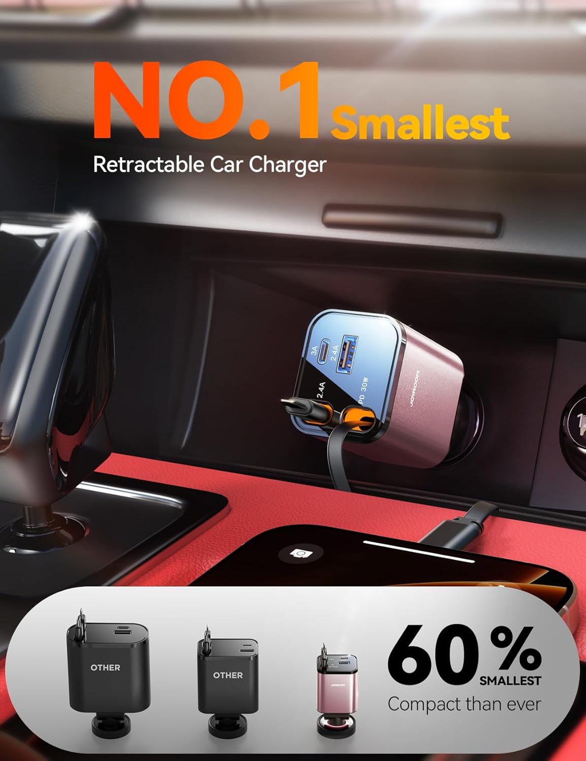 [Actualización 2026] Cargador de coche retráctil de 84 W, cargador...