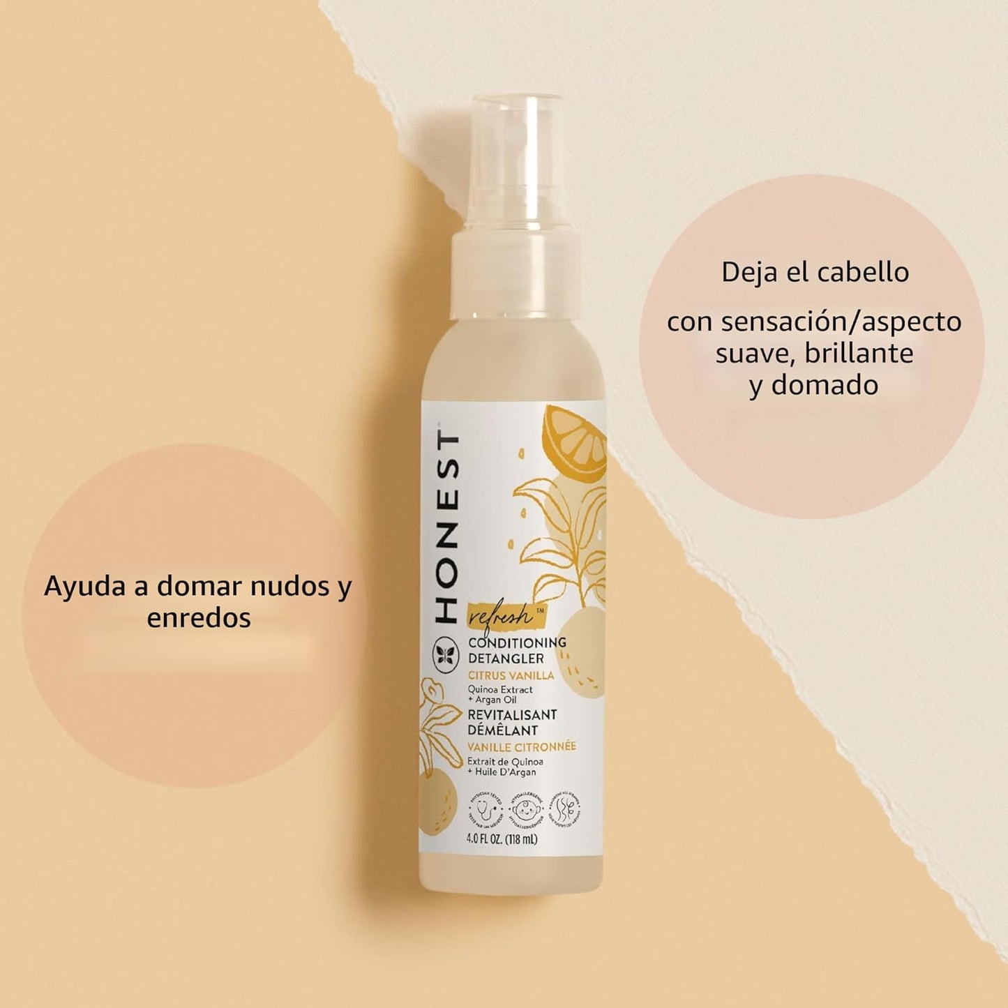 The Honest Company - Espray acondicionador desenredante, naranja du...