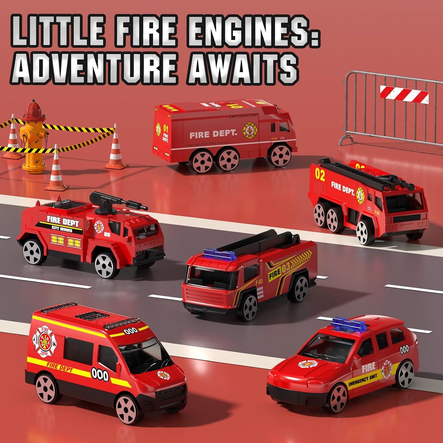 Lehoo Castle Camión de bomberos de juguete para niños de 2, 3, 4 y...