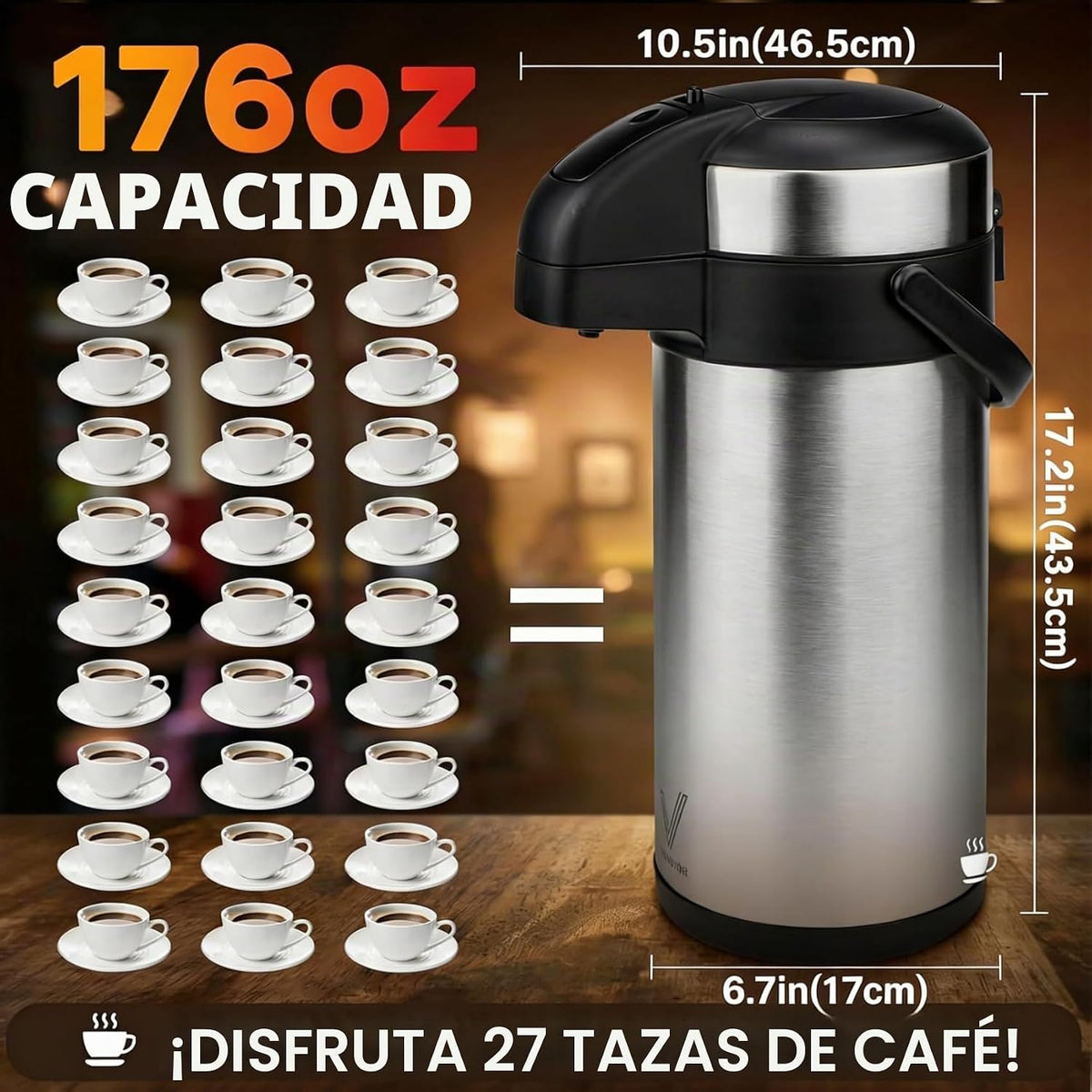VONDIOR Airpot - Dispensador de café con bomba \u2013 Jarra de café...
