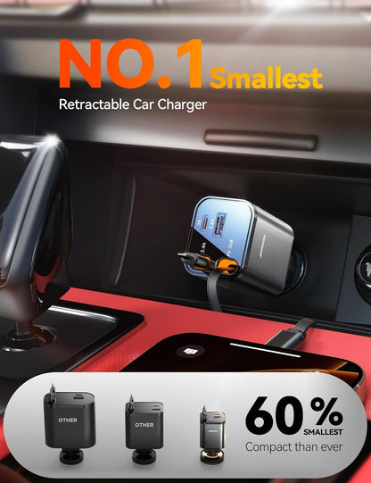 [2026 Ultra-compacto] Cargador de coche retráctil de 84 W, [PD 45W]...